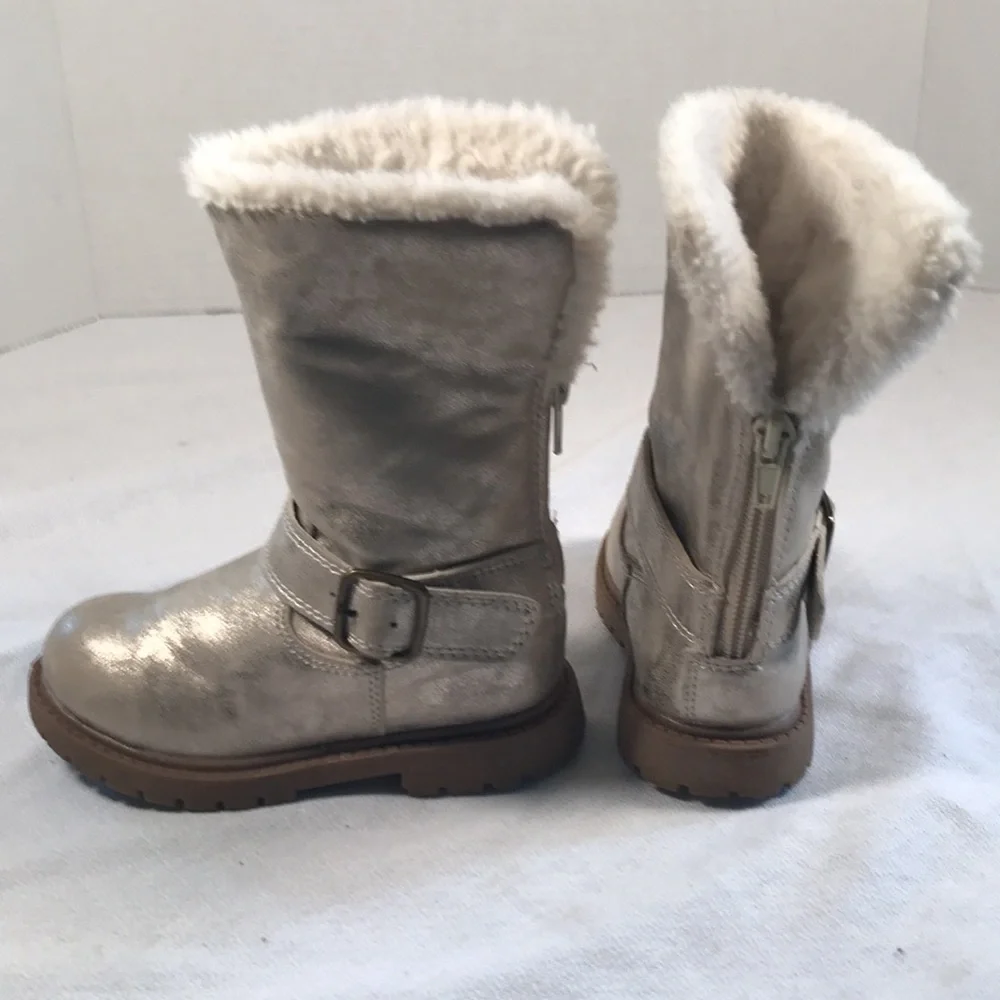 Carter’s Girls Vegan Metallic Gold Leather June Fashion Knee High  Faux Fur Boot